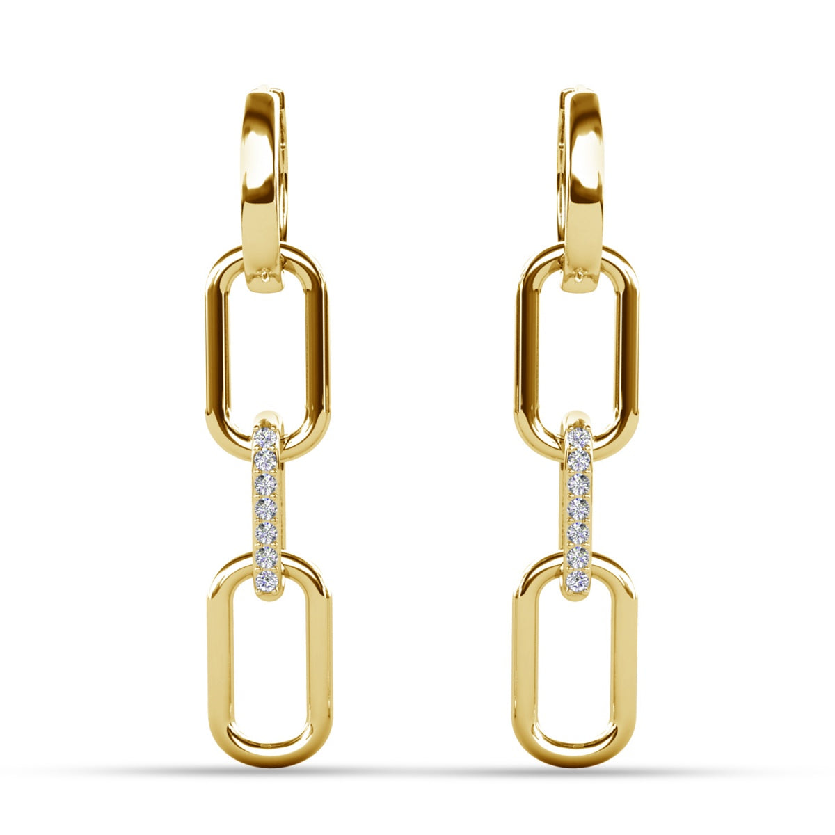 Brinlee 18k White Gold Plated Chain Dangle Earrings with Swarovski Crystals for Women