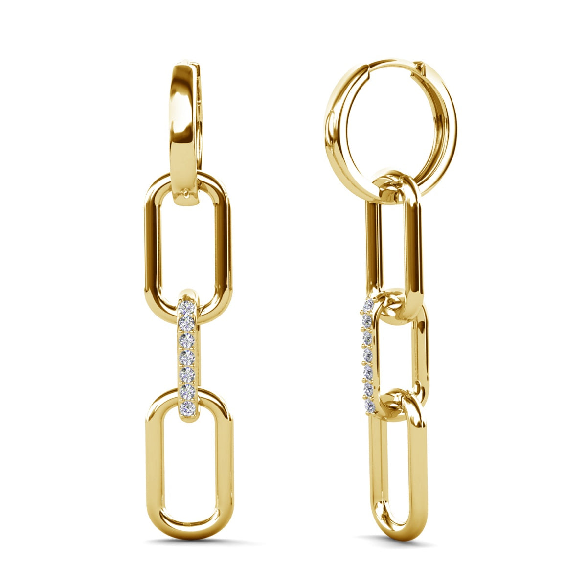 Brinlee 18k White Gold Plated Chain Dangle Earrings with Swarovski Crystals for Women