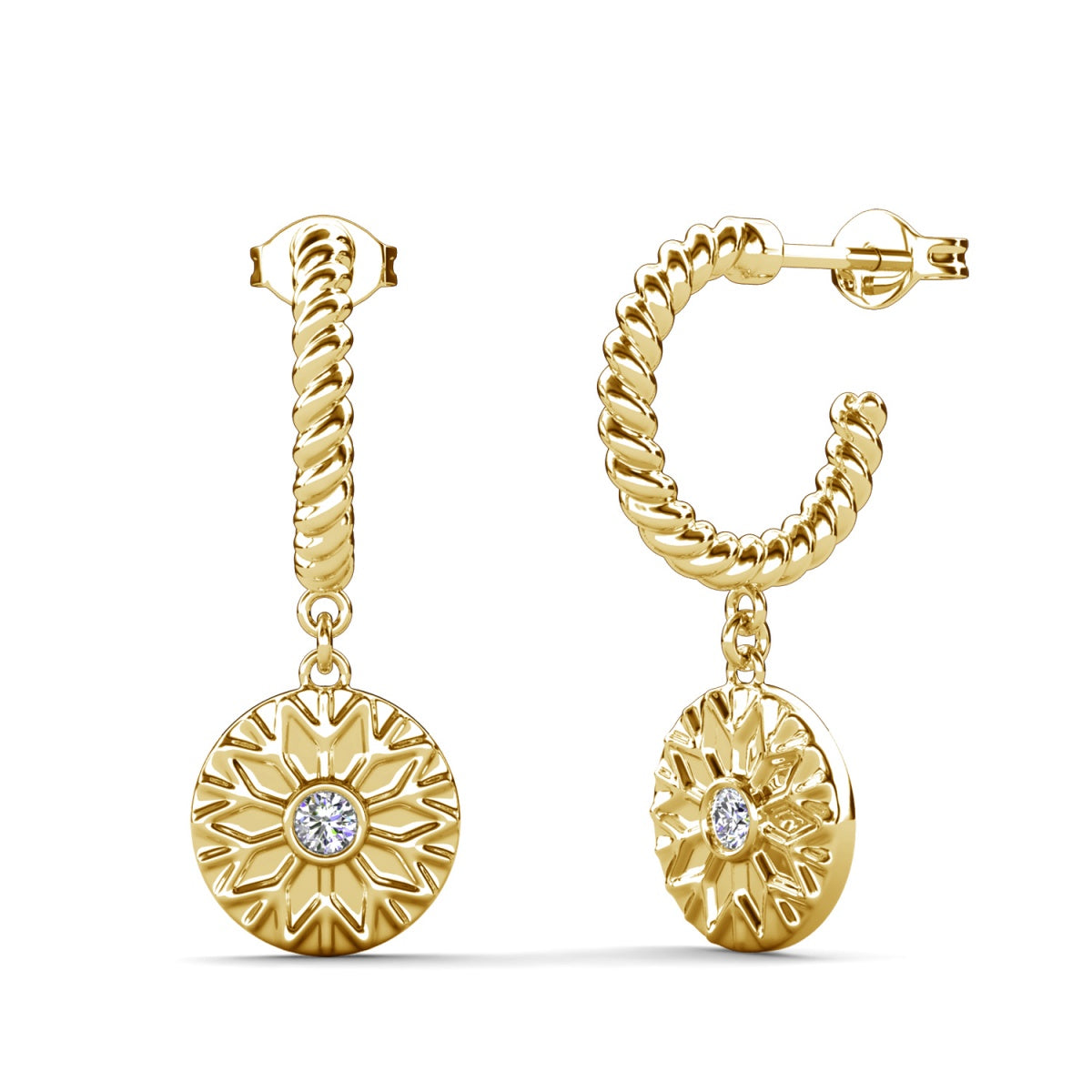 Suzanne 18k White Gold Plated Dangle Earrings with Swarovski Crystals for Women