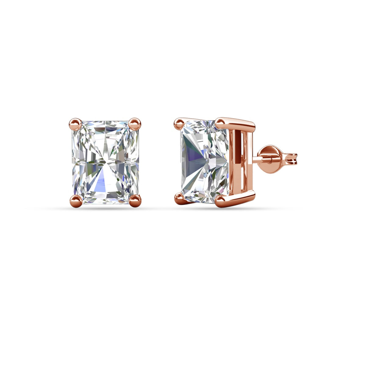 Mia 18k White Gold Plated Sterling Silver Stud Earrings with Simulated Diamond Crystals