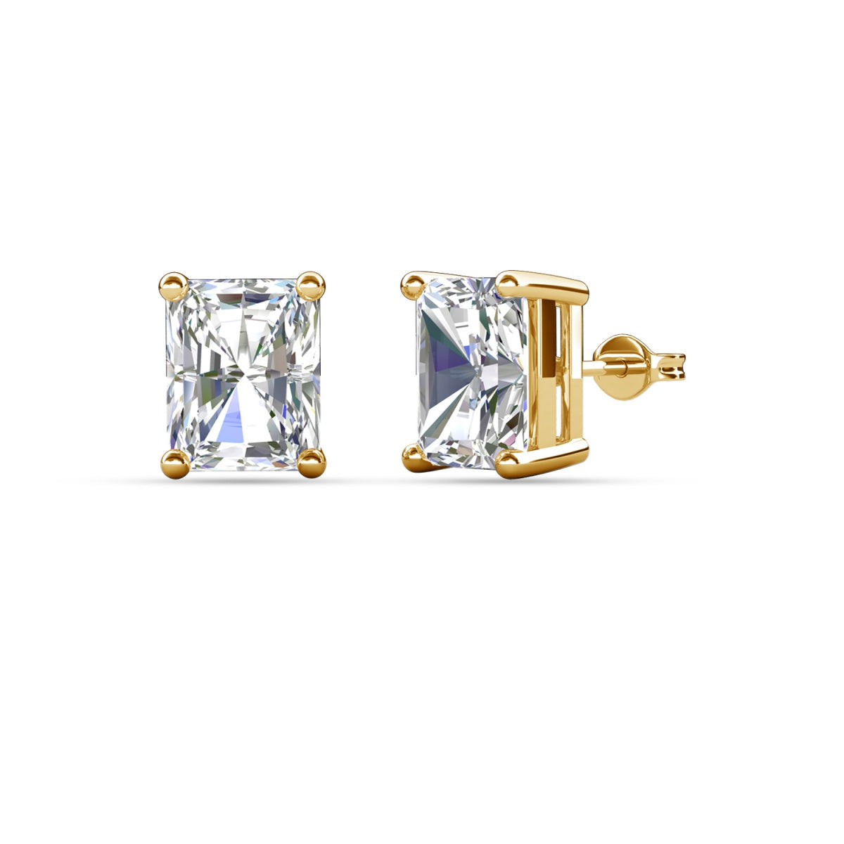 Mia 14k 镀金纯银钻石仿真水晶耳钉