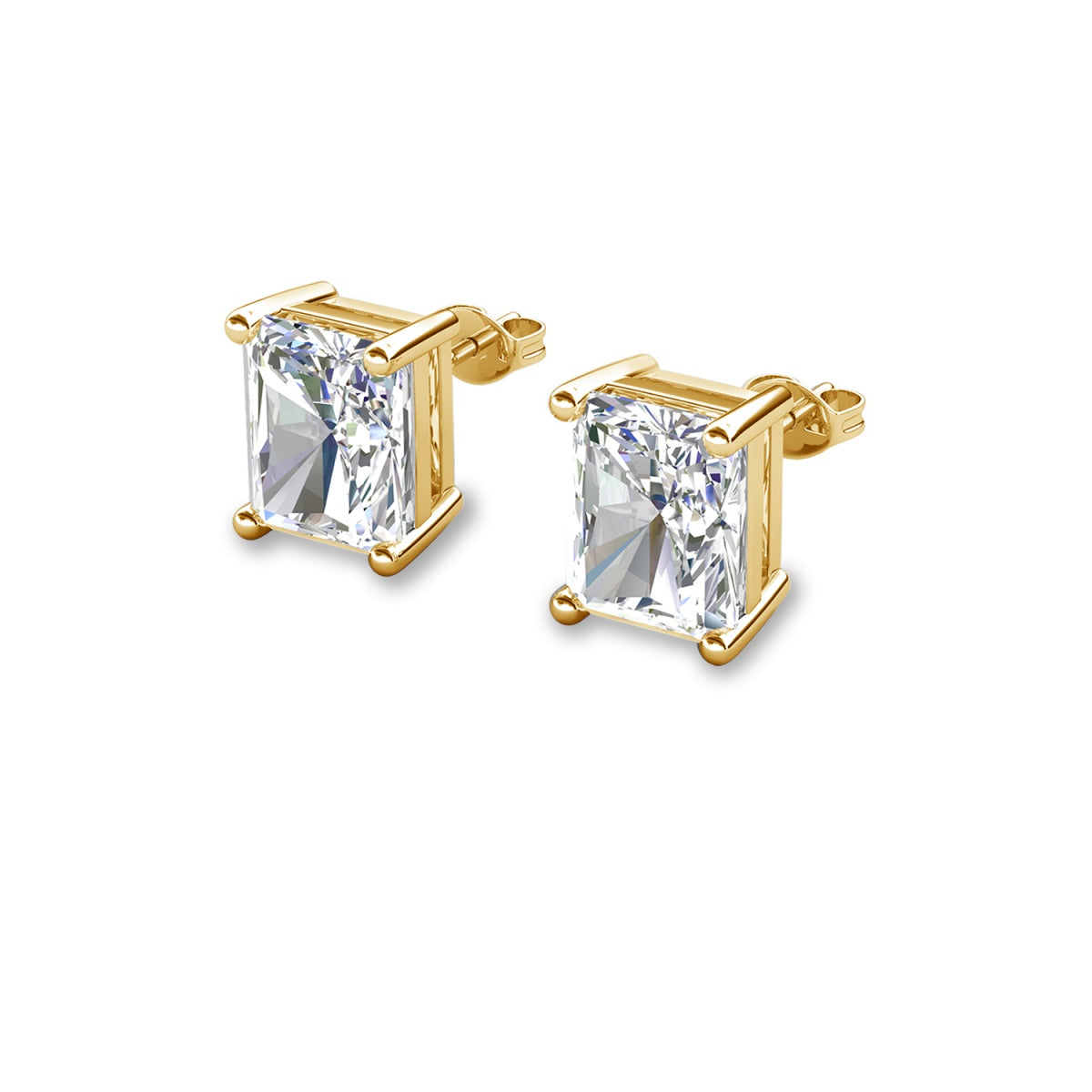 Mia 14k 镀金纯银钻石仿真水晶耳钉