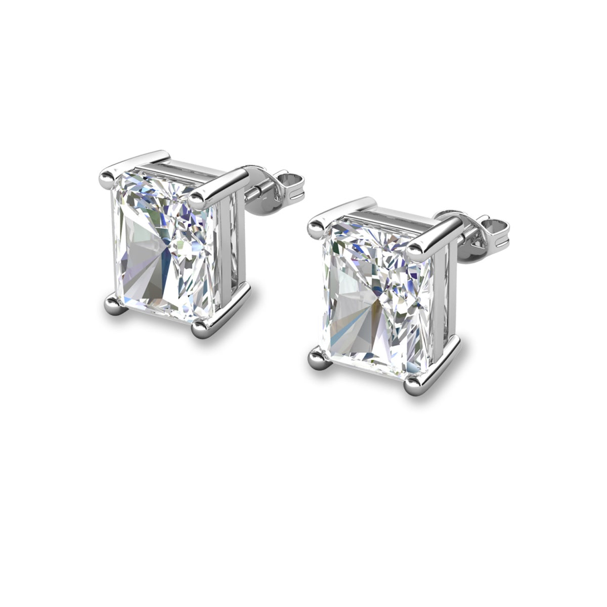 Mia 14k 镀金纯银钻石仿真水晶耳钉