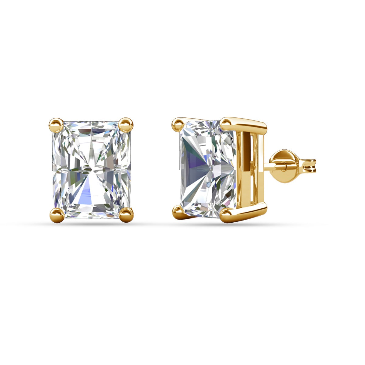 Mia 14k 镀金纯银钻石仿真水晶耳钉
