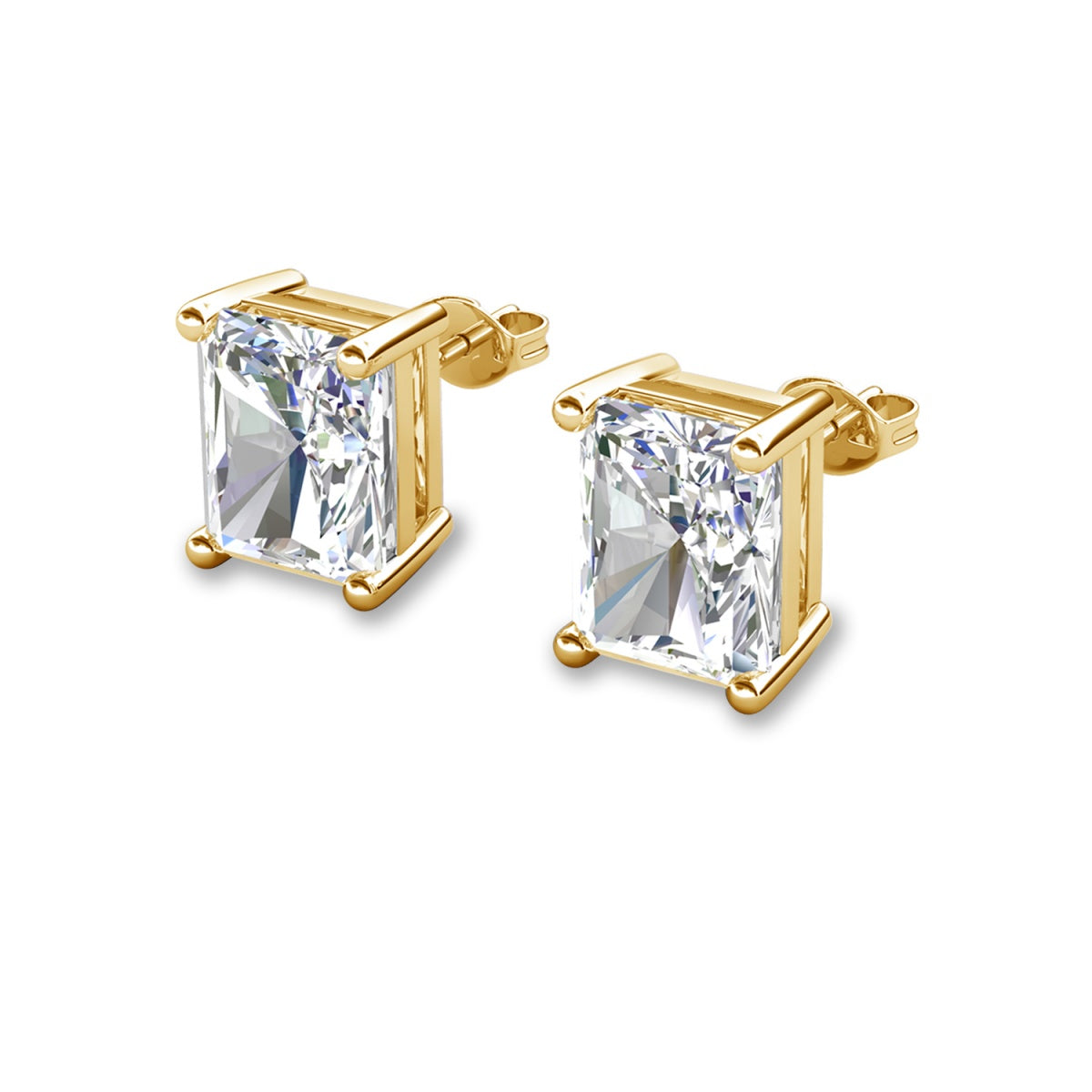 Mia 14k 镀金纯银钻石仿真水晶耳钉