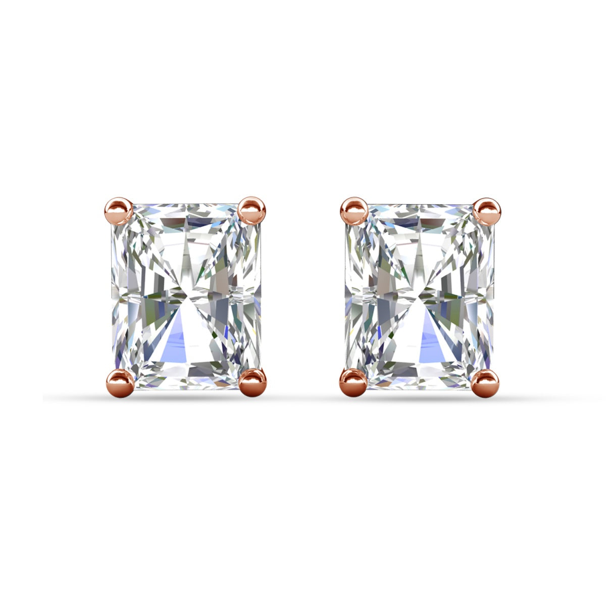 Mia 14k 镀金纯银钻石仿真水晶耳钉