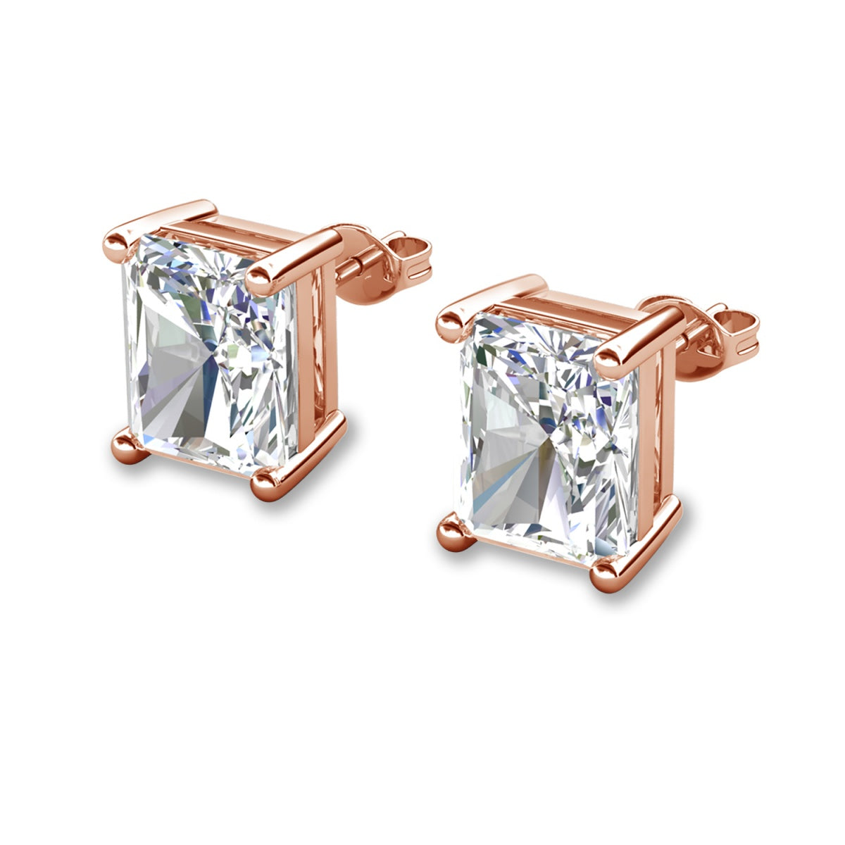 Mia 14k 镀金纯银钻石仿真水晶耳钉