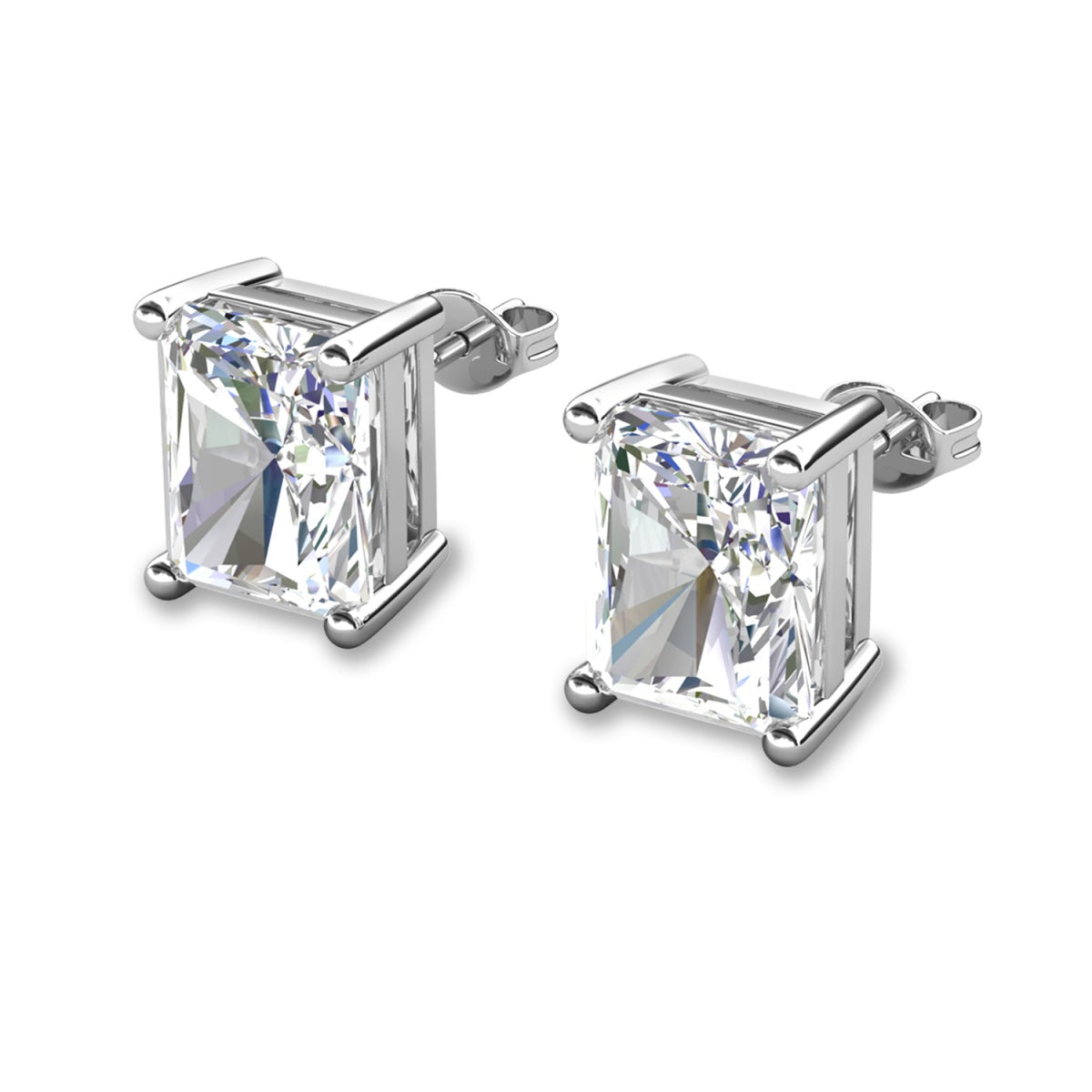 Mia 14k 镀金纯银钻石仿真水晶耳钉