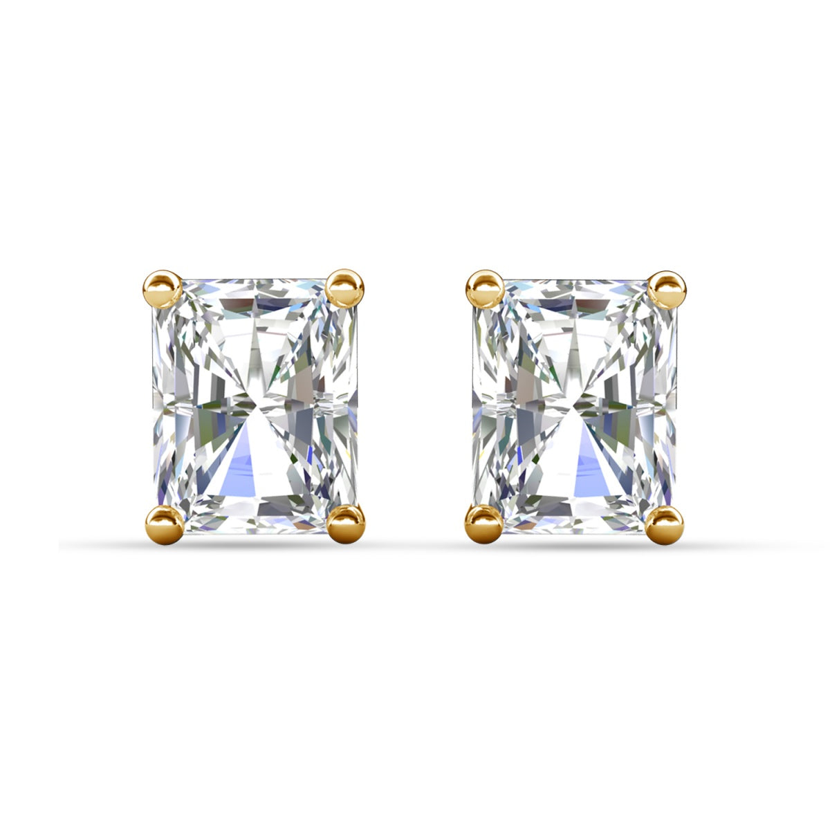 Mia 14k 镀金纯银钻石仿真水晶耳钉
