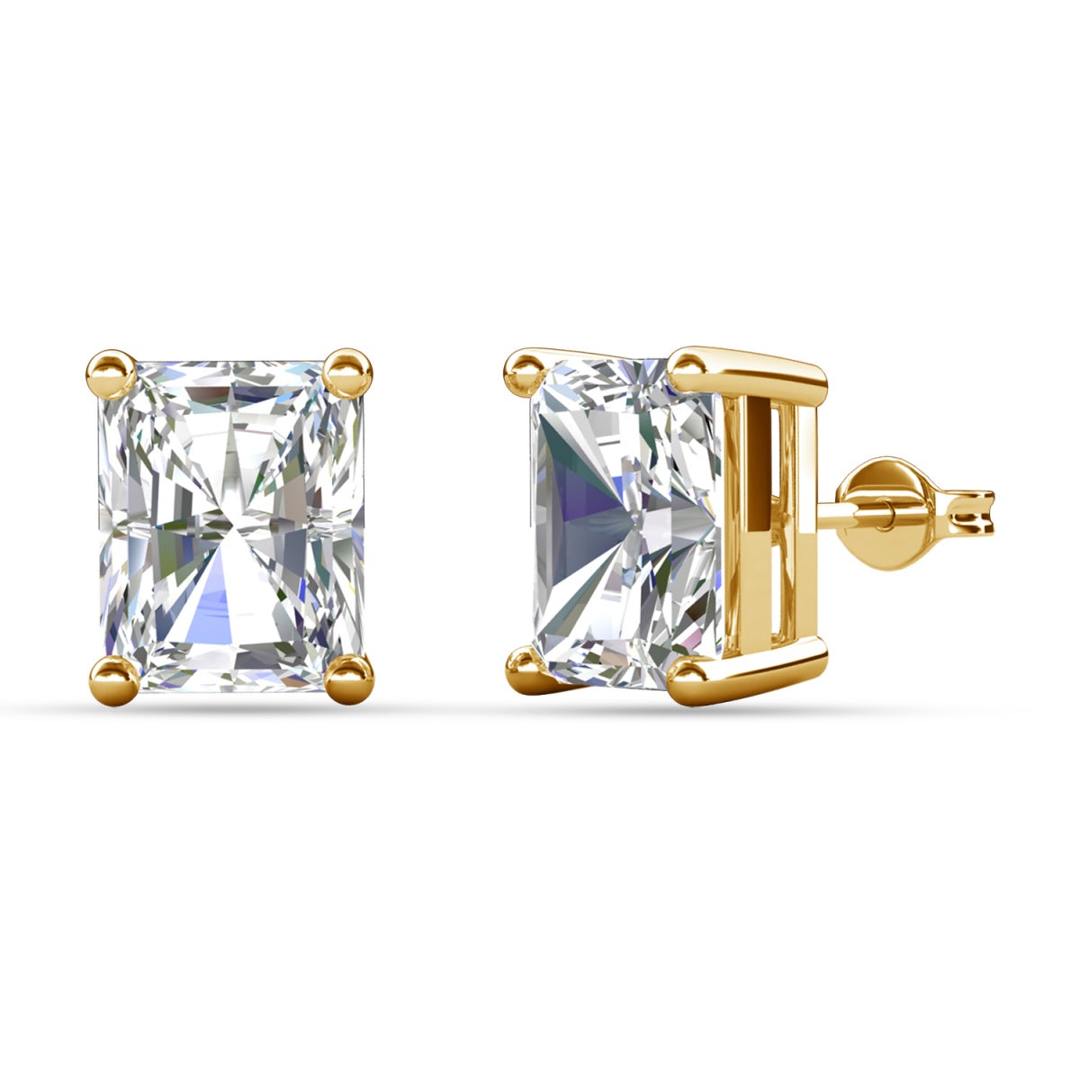 Mia 14k 镀金纯银钻石仿真水晶耳钉