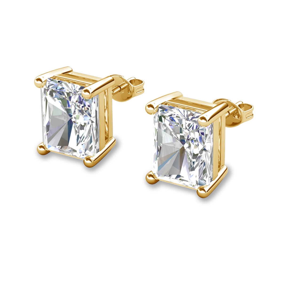 Mia 14k 镀金纯银钻石仿真水晶耳钉