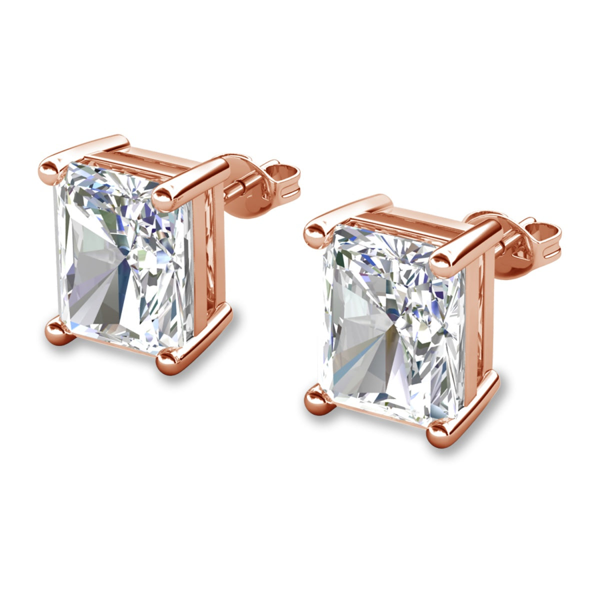 Mia 14k 镀金纯银钻石仿真水晶耳钉