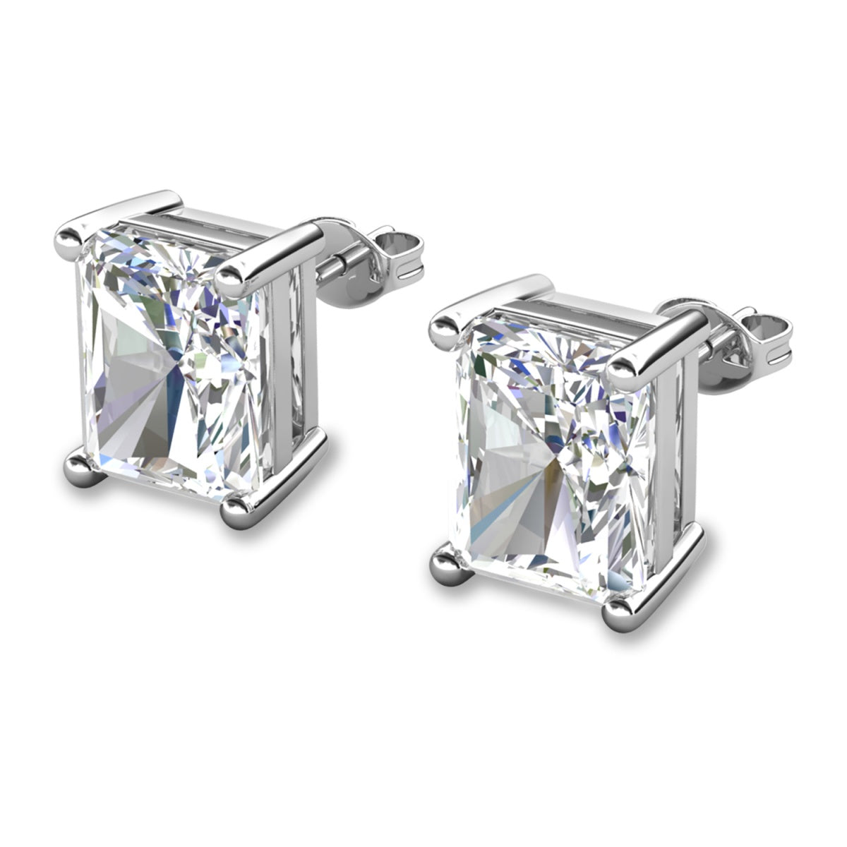 Mia 14k 镀金纯银钻石仿真水晶耳钉