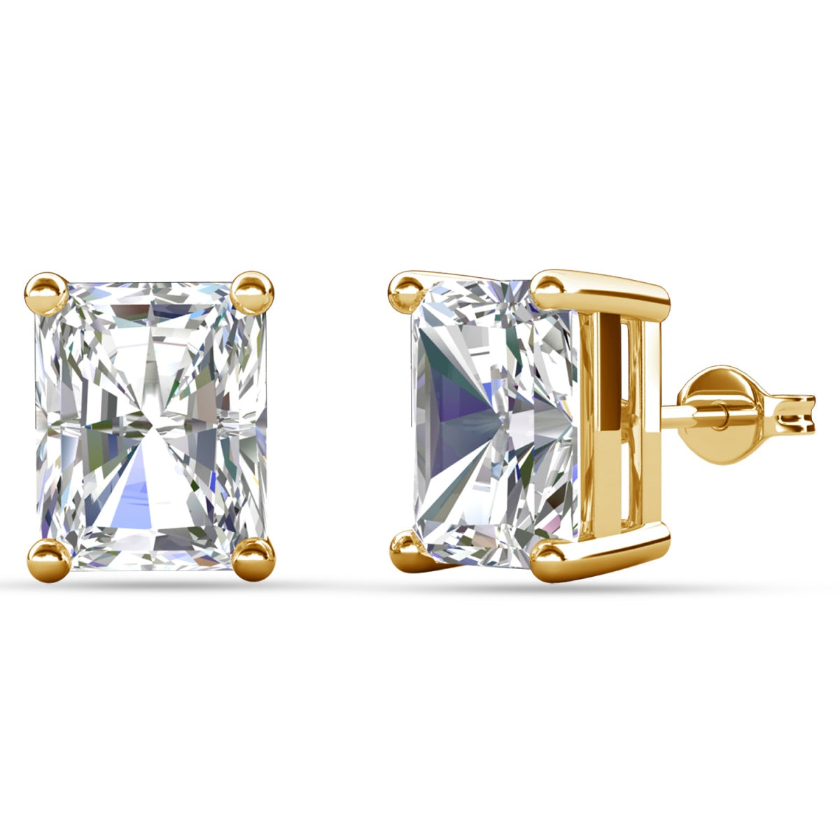 Mia 14k 镀金纯银钻石仿真水晶耳钉