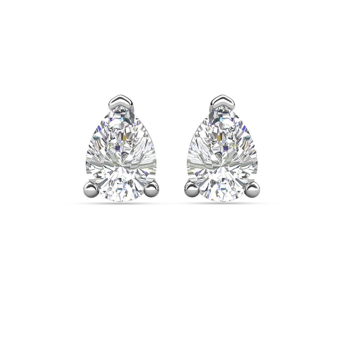 Mia 18k White Gold Plated Sterling Silver Stud Earrings with Simulated Diamond Crystals