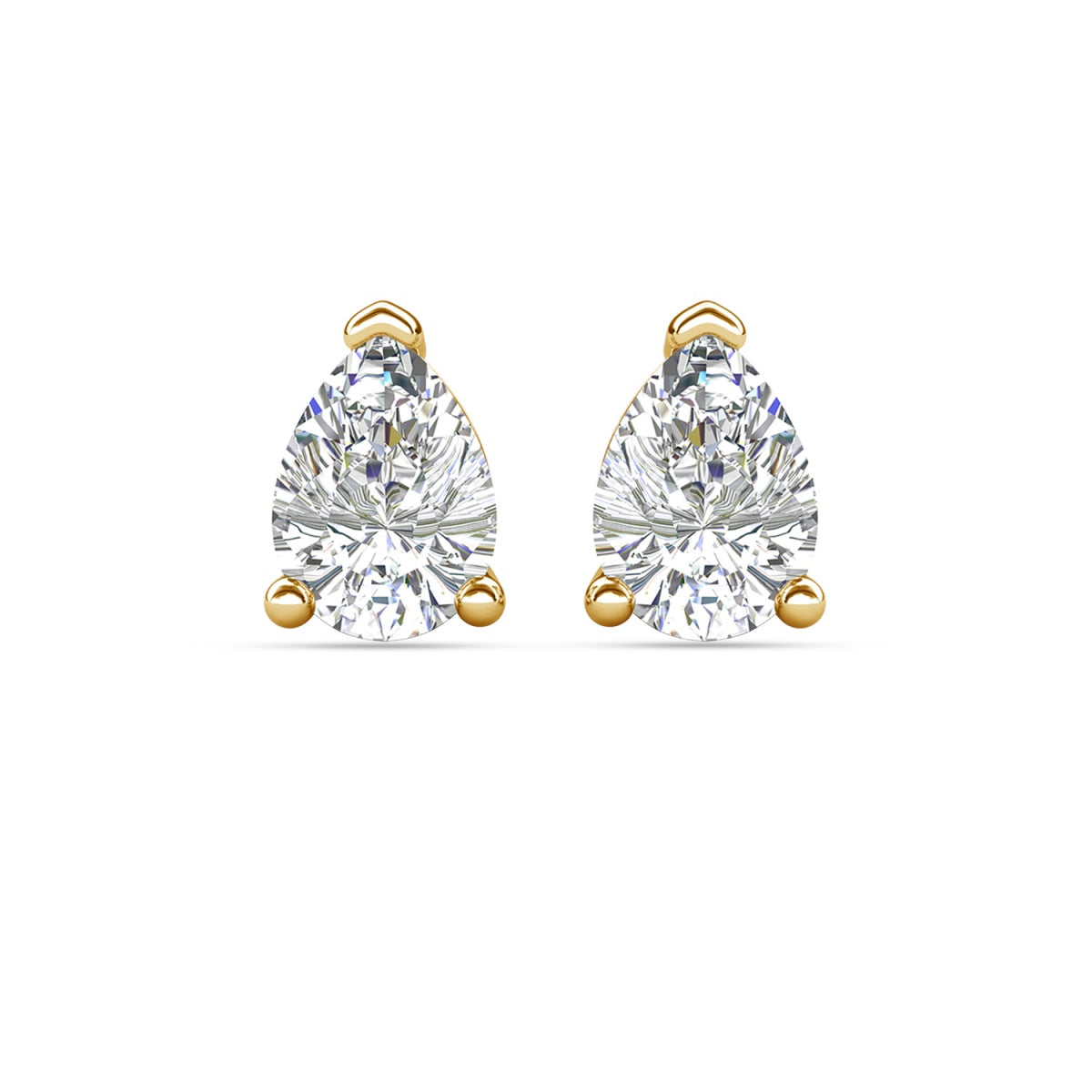 Mia 14k 镀金纯银钻石仿真水晶耳钉