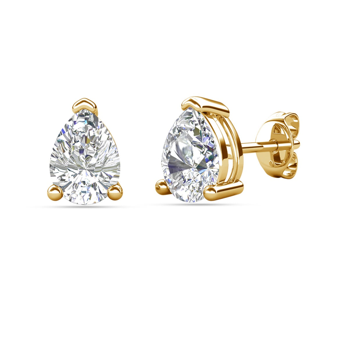 Mia 14k 镀金纯银钻石仿真水晶耳钉