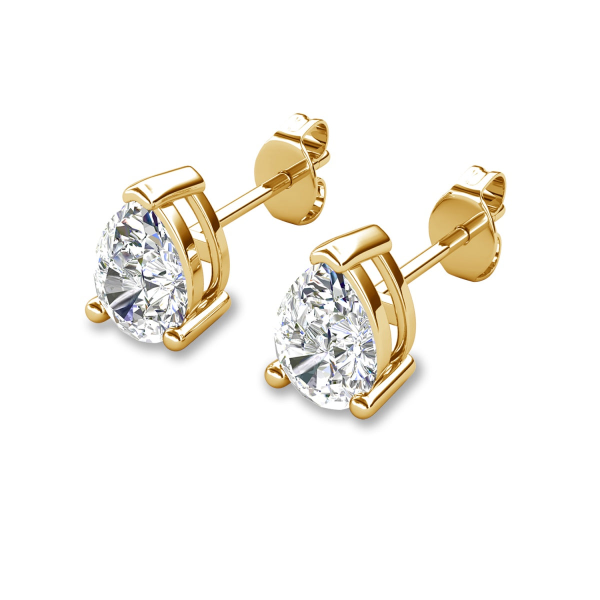 Mia 14k 镀金纯银钻石仿真水晶耳钉