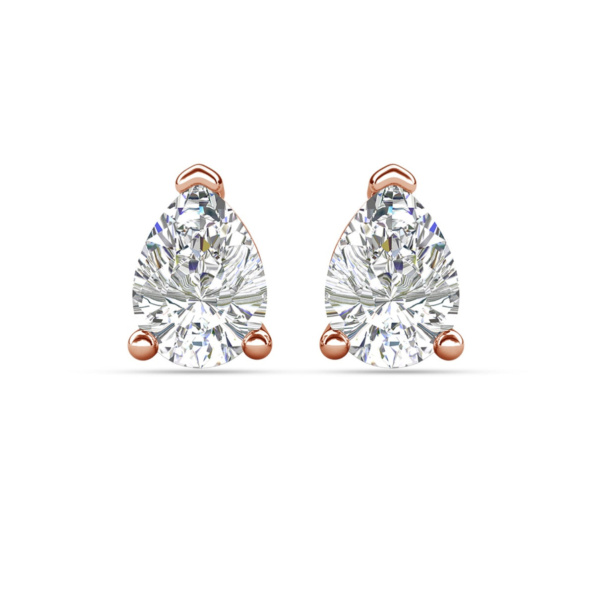 Mia 18k White Gold Plated Sterling Silver Stud Earrings with Simulated Diamond Crystals
