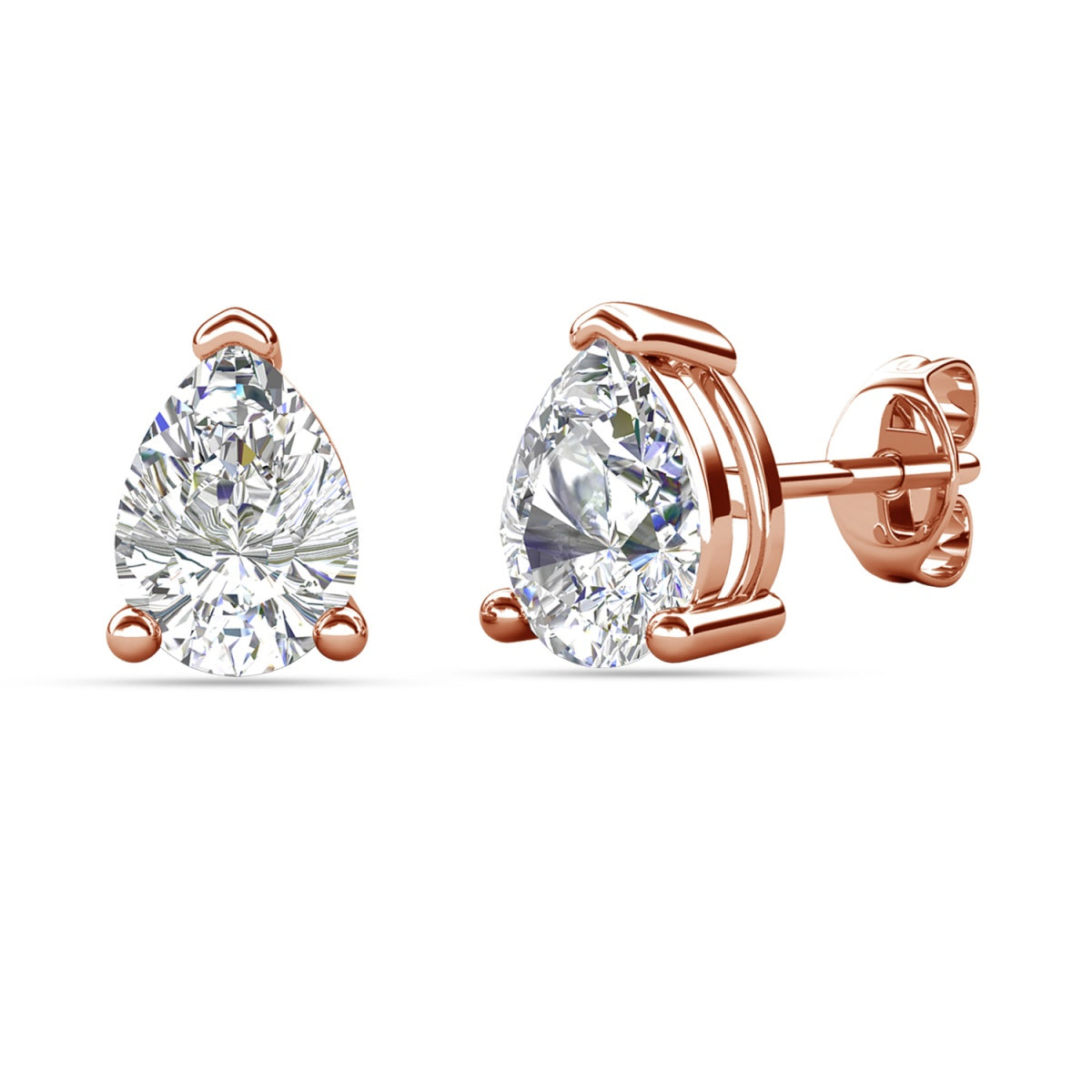 Mia 18k White Gold Plated Sterling Silver Stud Earrings with Simulated Diamond Crystals