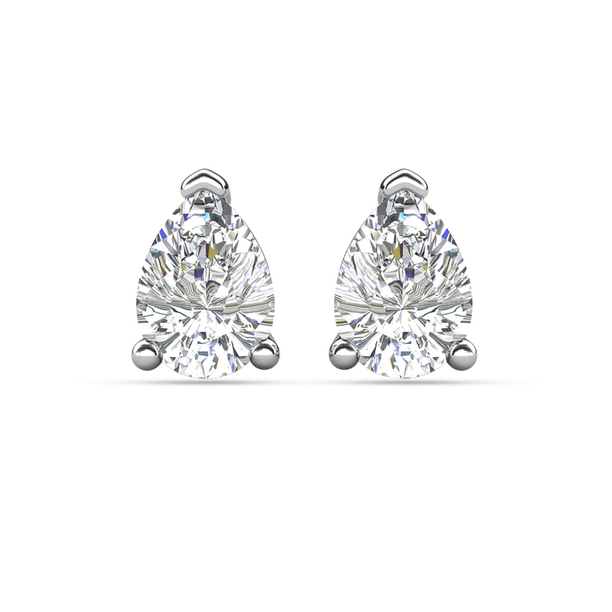 Mia 18k White Gold Plated Sterling Silver Stud Earrings with Simulated Diamond Crystals