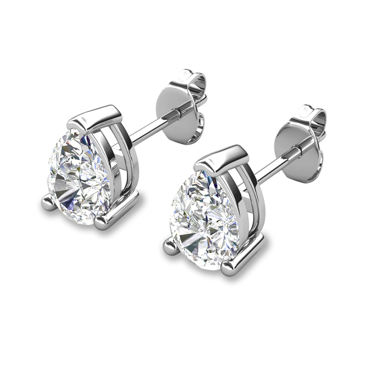 Mia 14k 镀金纯银钻石仿真水晶耳钉