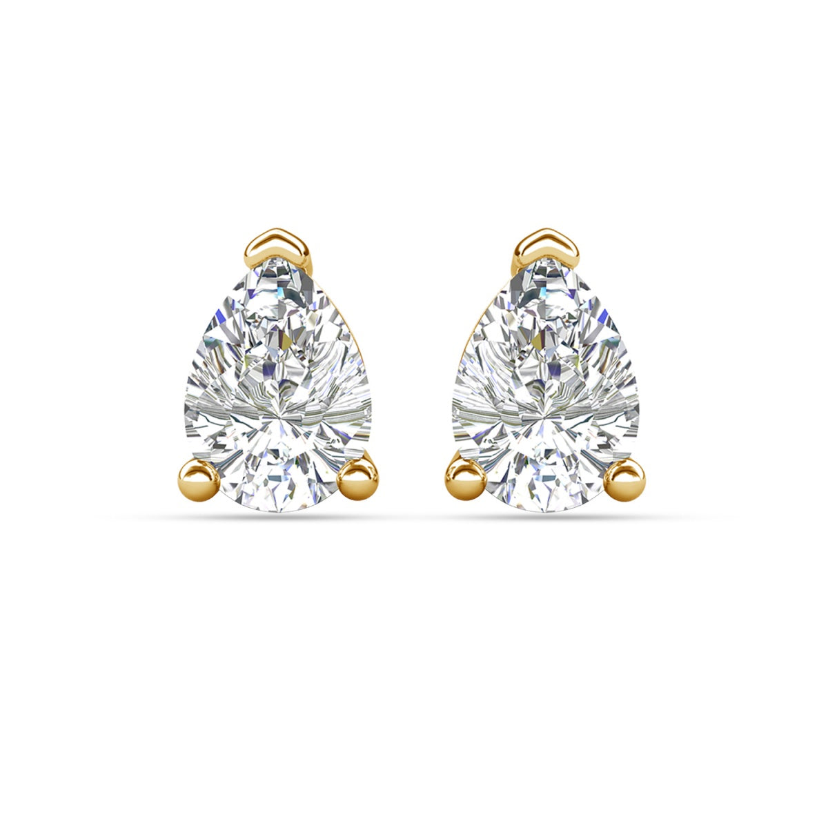 Mia 14k 镀金纯银钻石仿真水晶耳钉