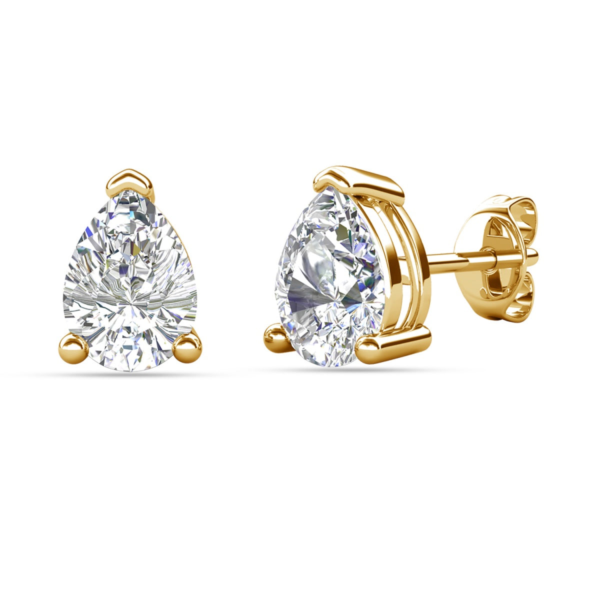 Mia 14k 镀金纯银钻石仿真水晶耳钉