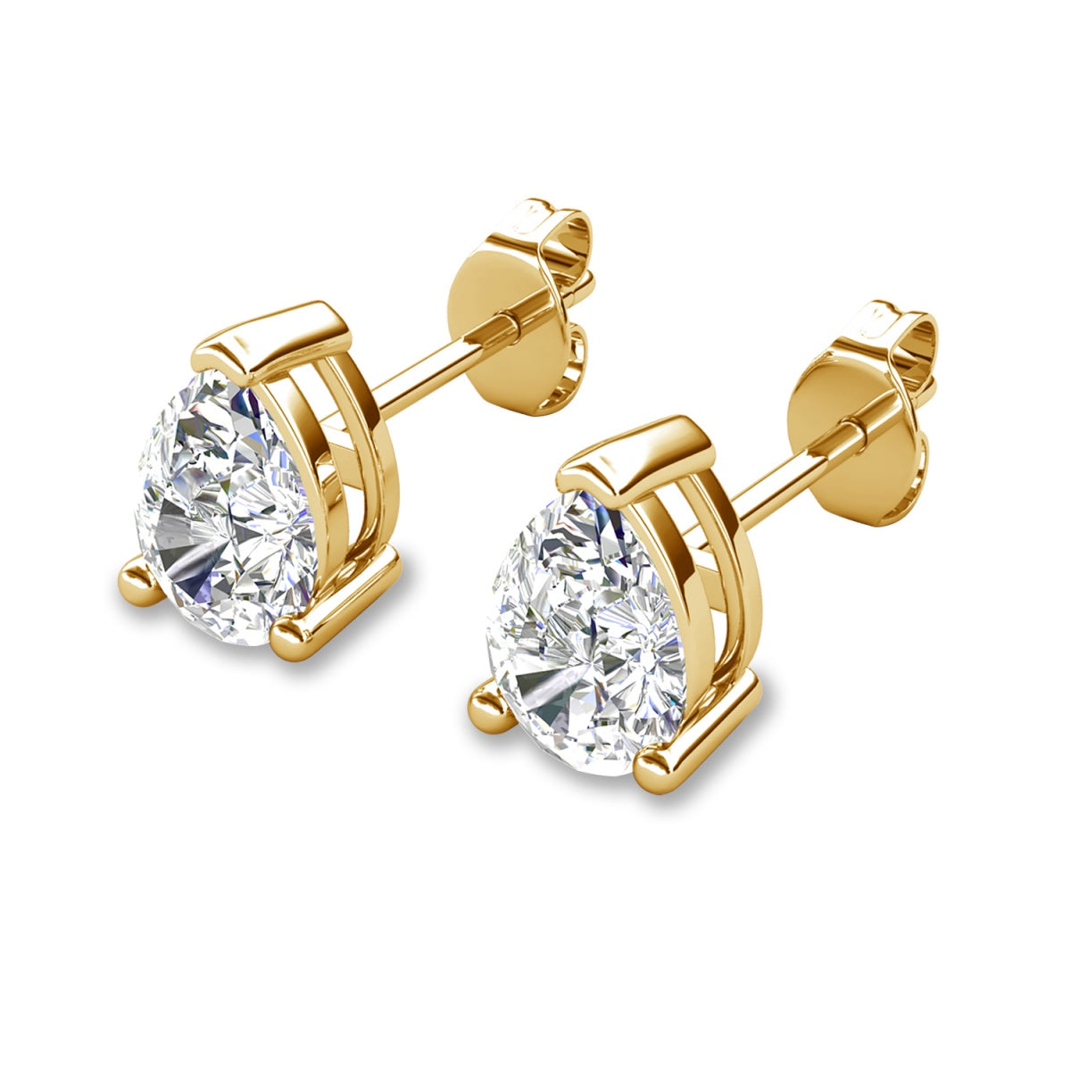 Mia 14k 镀金纯银钻石仿真水晶耳钉