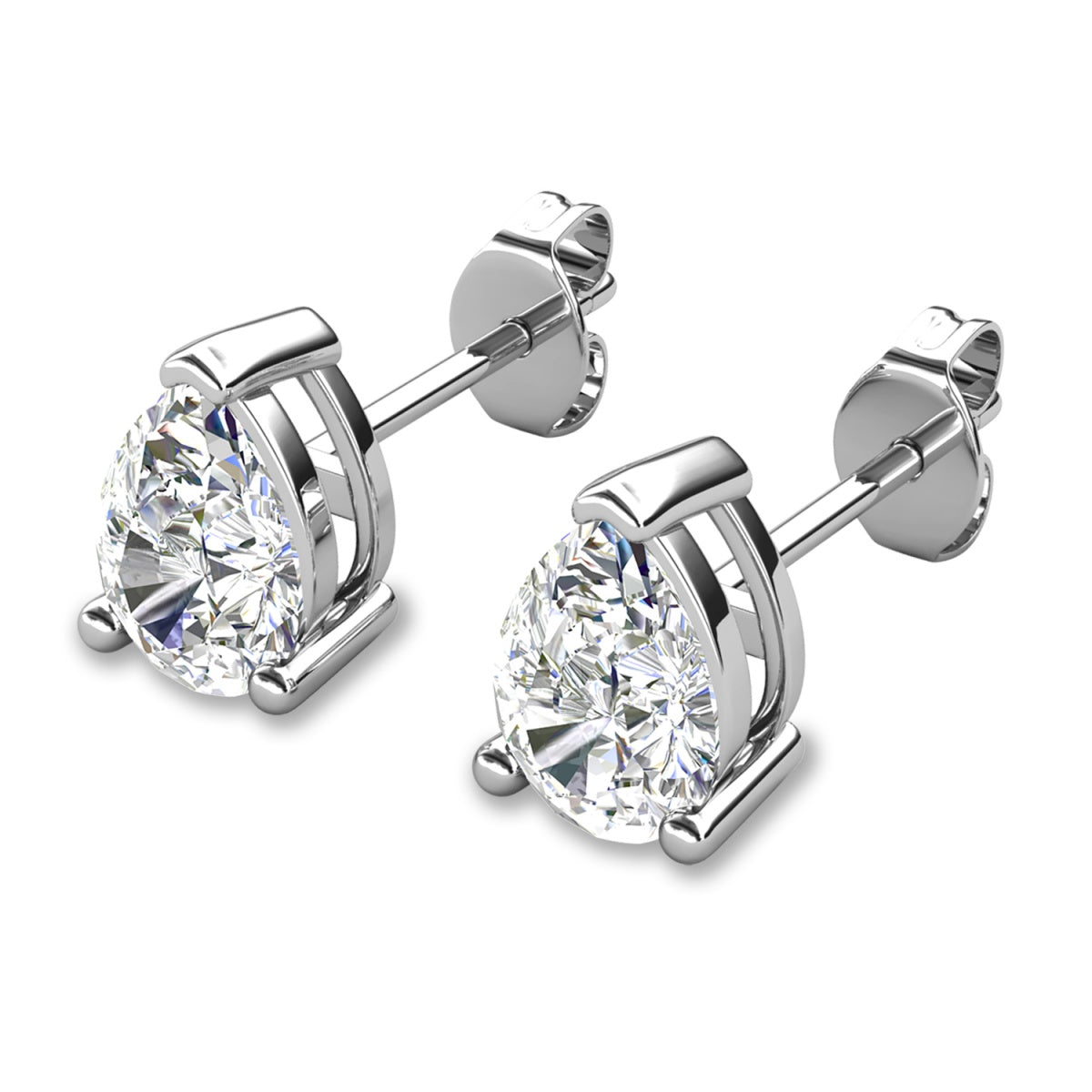 Mia 14k 镀金纯银钻石仿真水晶耳钉