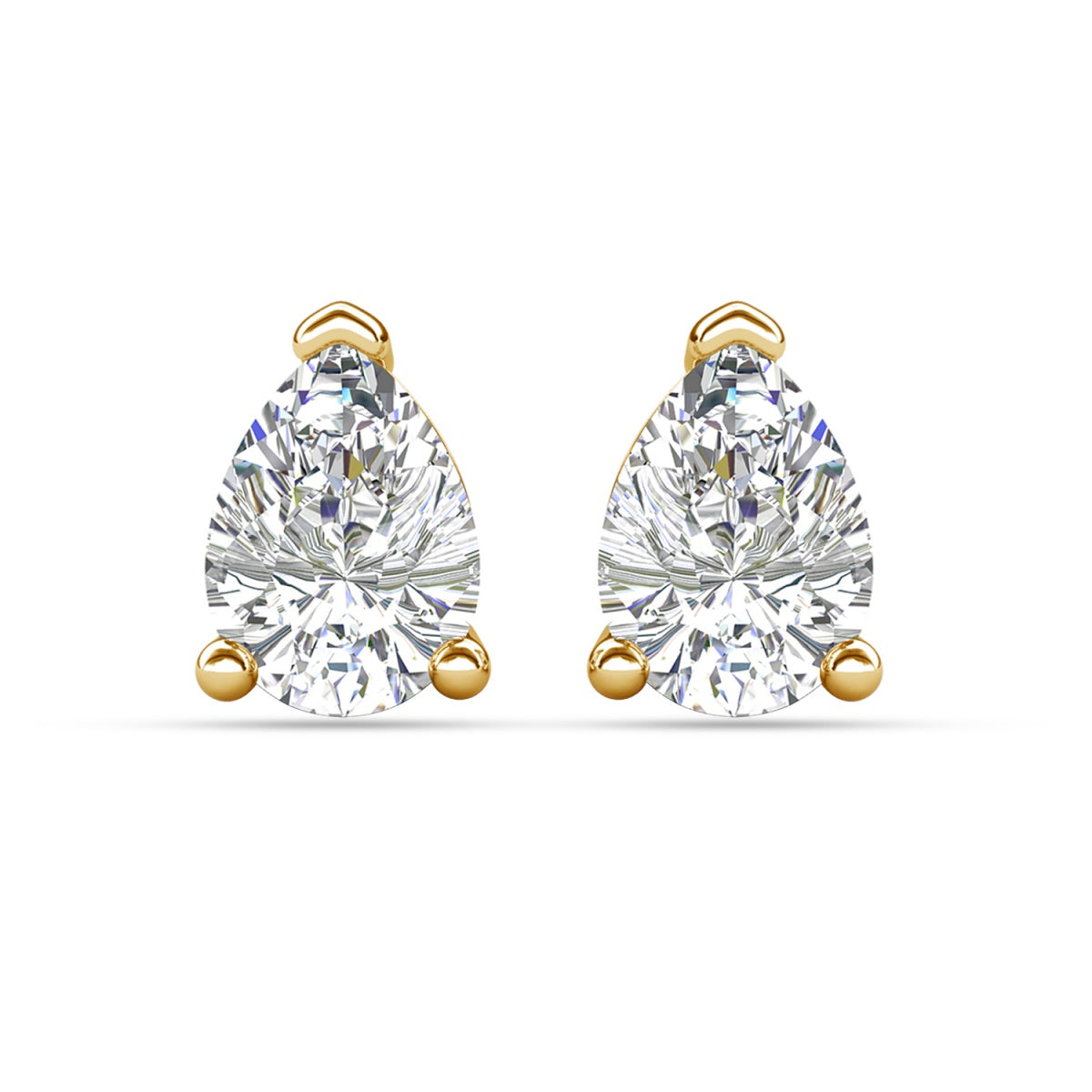 Mia 14k 镀金纯银钻石仿真水晶耳钉