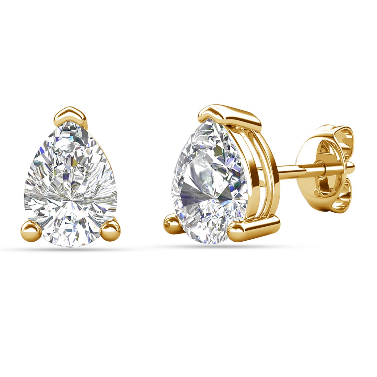 Mia 14k 镀金纯银钻石仿真水晶耳钉