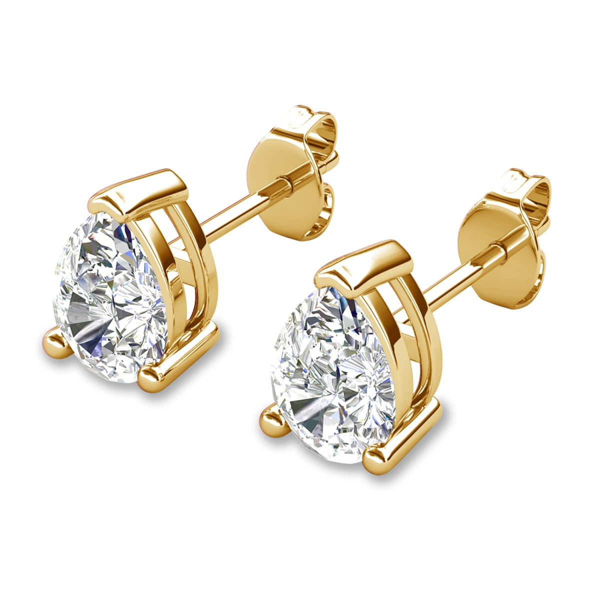 Mia 14k 镀金纯银钻石仿真水晶耳钉