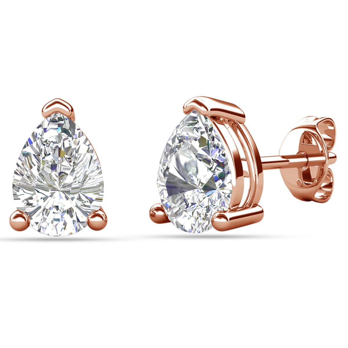 Mia 18k White Gold Plated Sterling Silver Stud Earrings with Simulated Diamond Crystals
