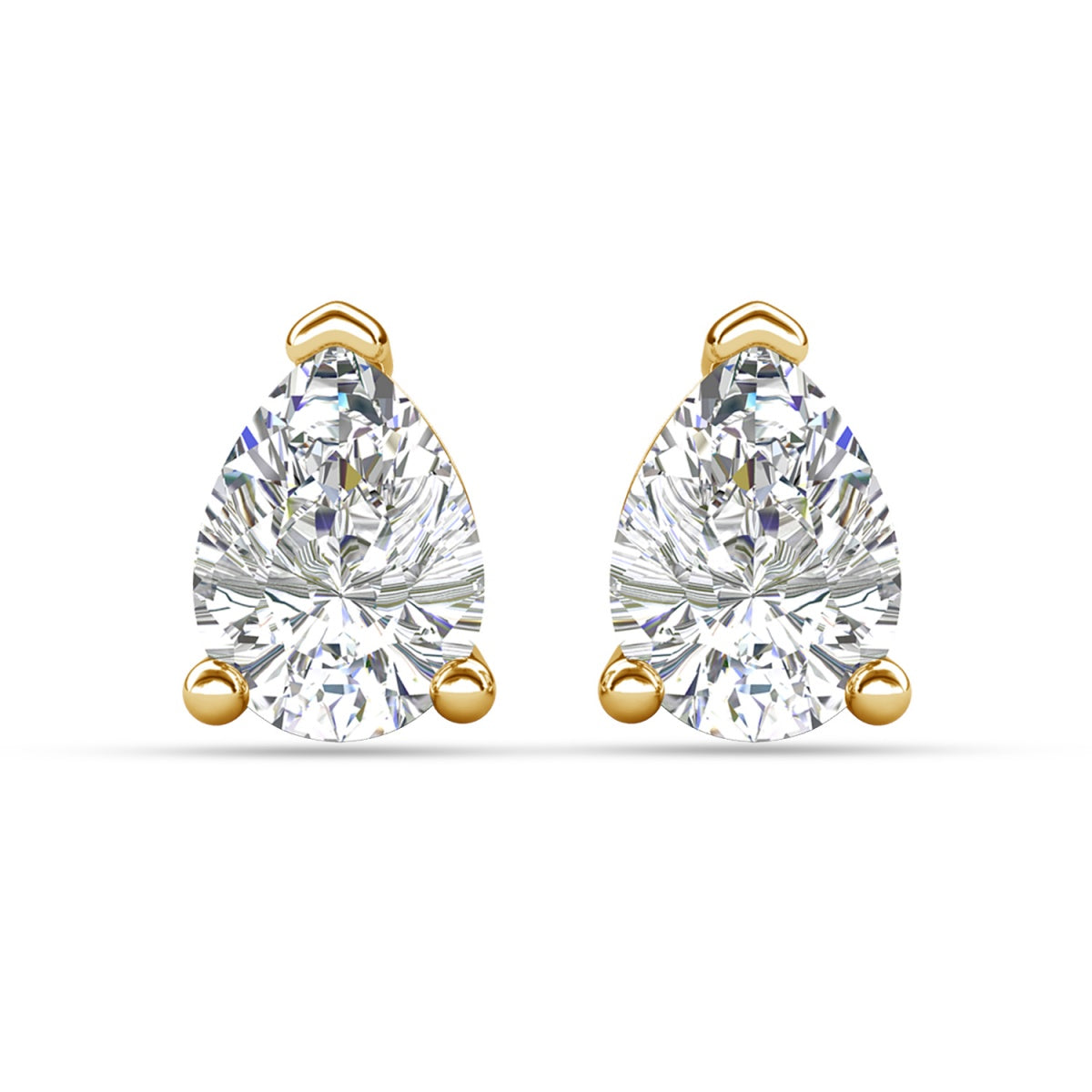 Mia 14k 镀金纯银钻石仿真水晶耳钉