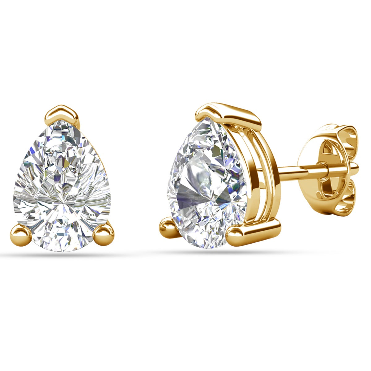 Mia 14k 镀金纯银钻石仿真水晶耳钉