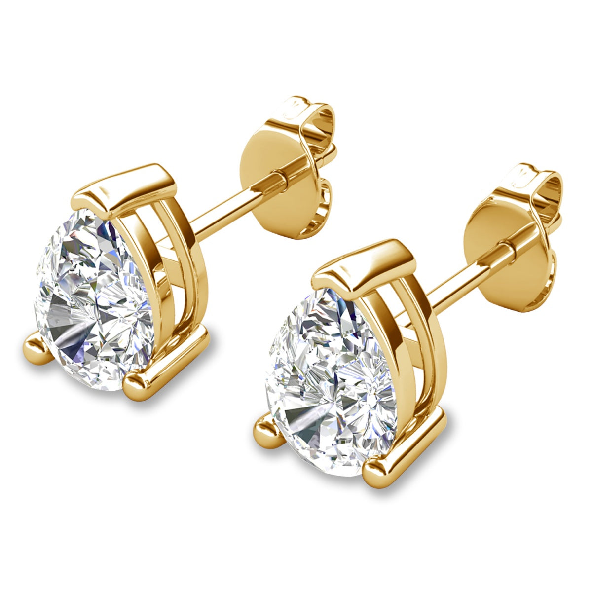 Mia 14k 镀金纯银钻石仿真水晶耳钉