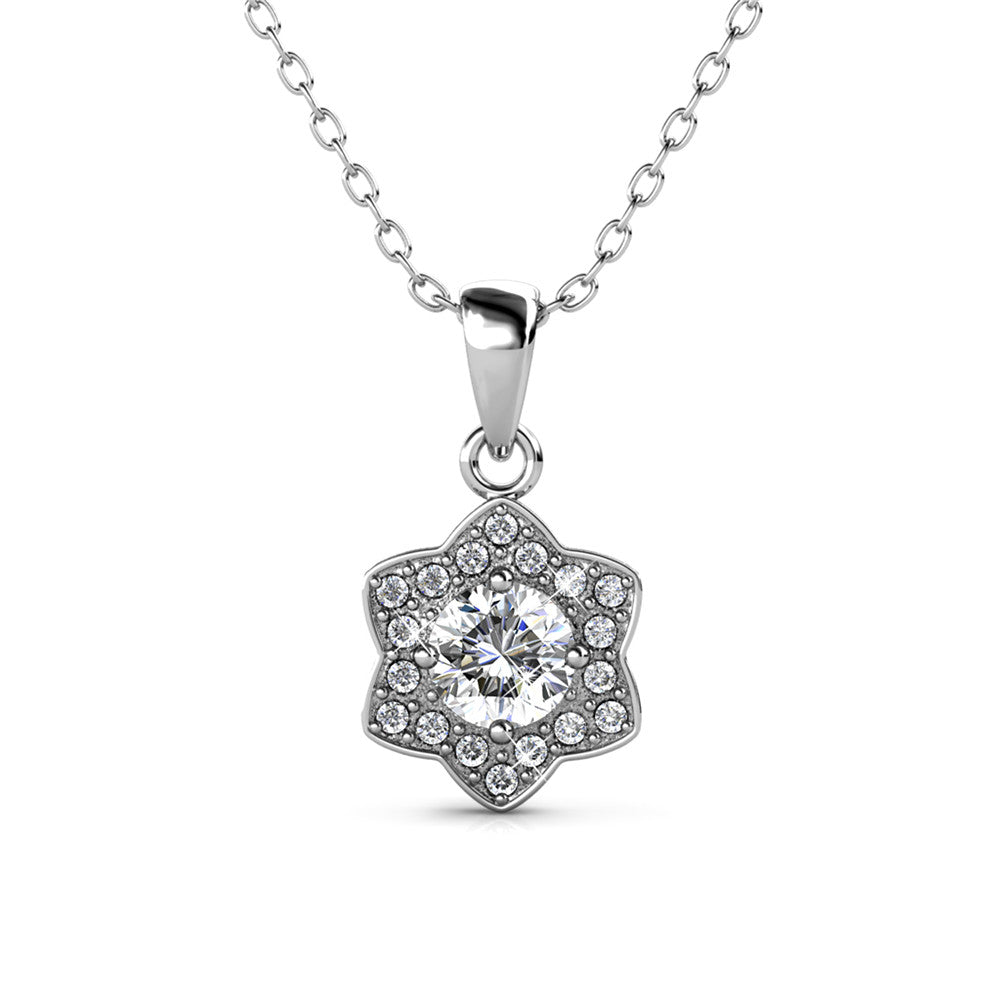 Poppy 18k White Gold Plated Necklace with Crystals