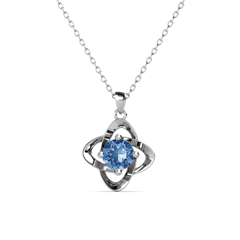 Infinity 十二月生日石蓝色托帕石项链，镀 18k 白金银色生日石水晶项链