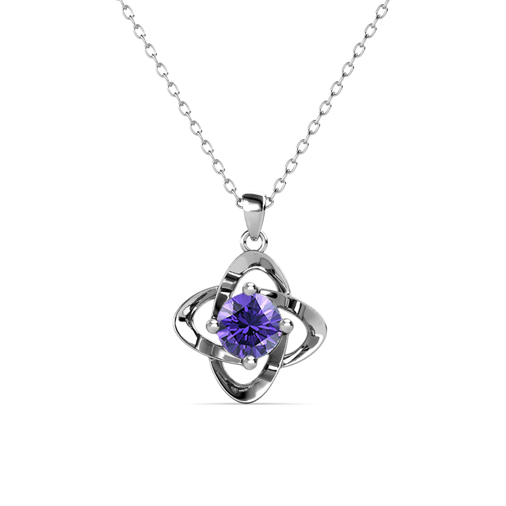 Infinity February Birthstone Amethyst Necklace, 18k White Gold Plated Silver Birthstone Crystal Necklace