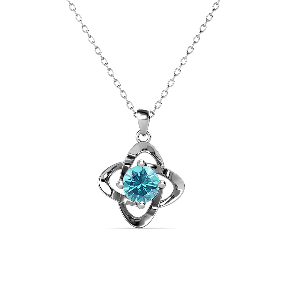 Infinity March Birthstone Aquamarine Necklace, 18k White Gold Plated Silver Birthstone Crystal Necklace