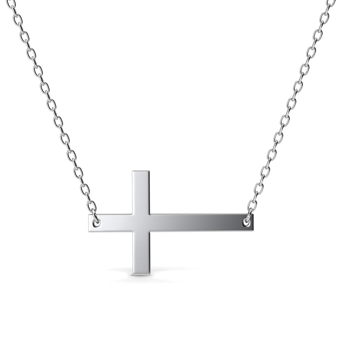 Nancy 18k White Gold Plated Cross Necklace & Blessed by Faith Pink Envelope Card