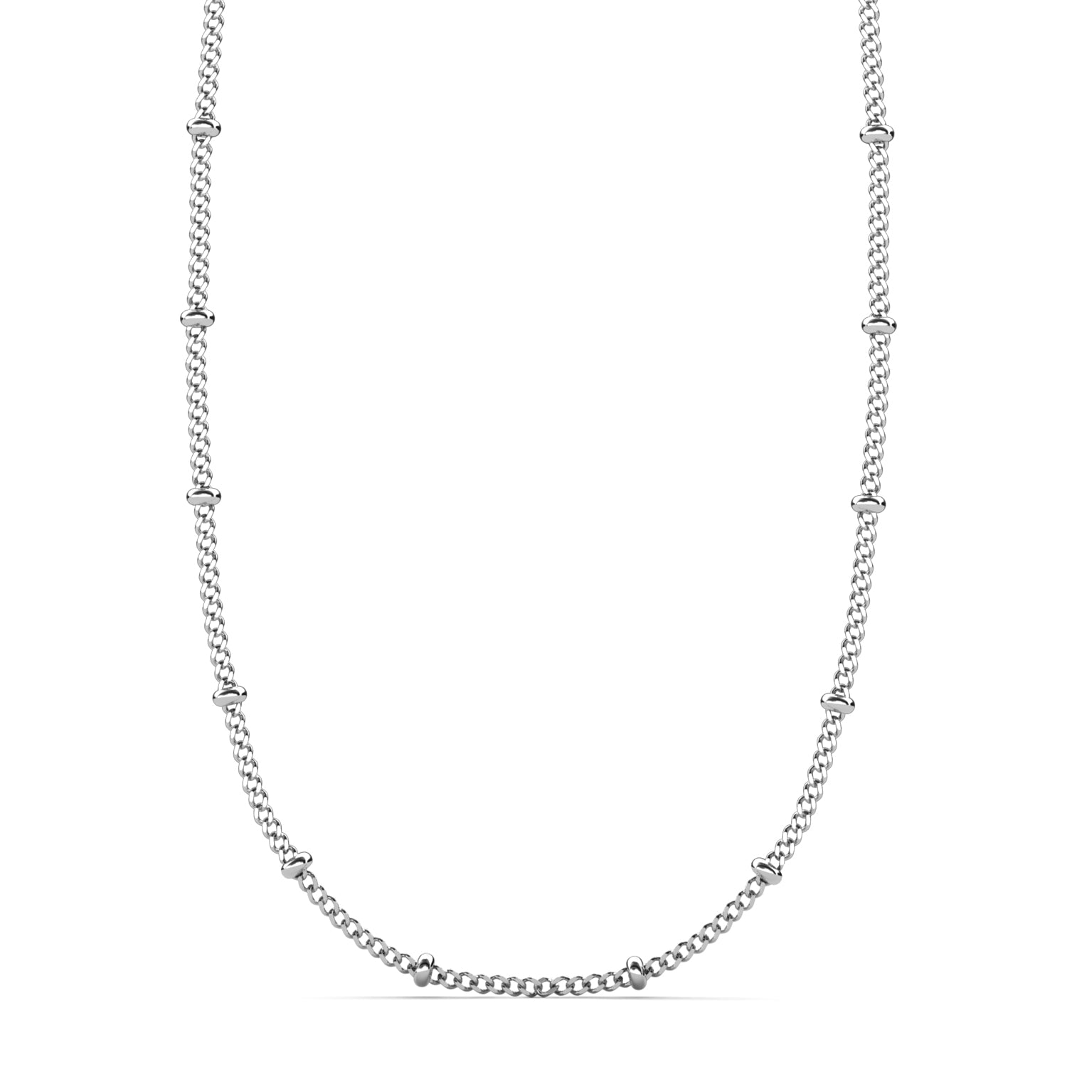 Pria 18k White Gold Plated Bead Station Chain Necklace