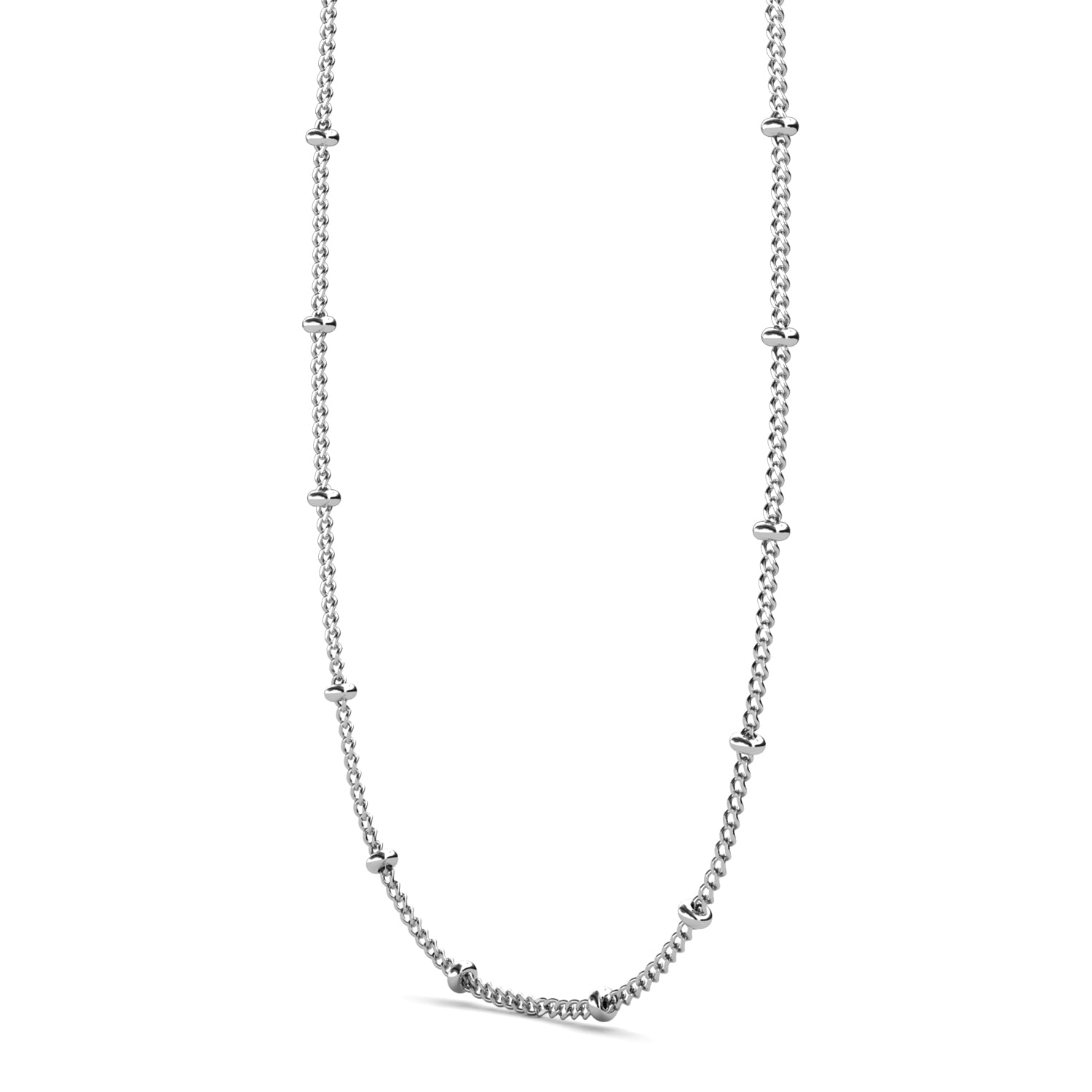 Pria 18k White Gold Plated Bead Station Chain Necklace
