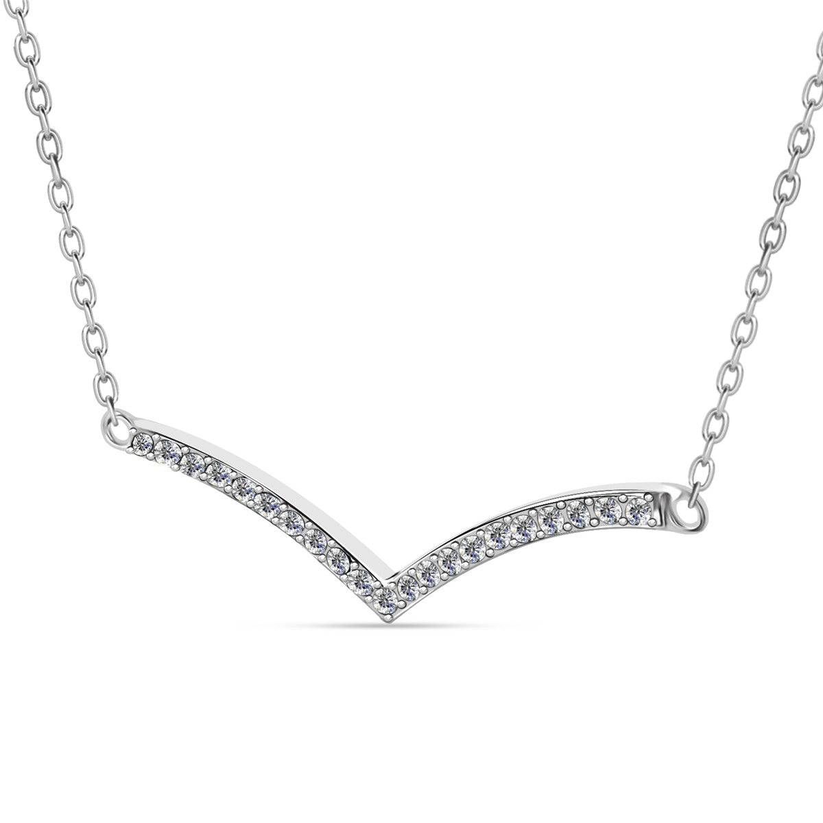 Hope 18k White Gold Plated V Pendant Necklace & Strength and Peace Boho Card