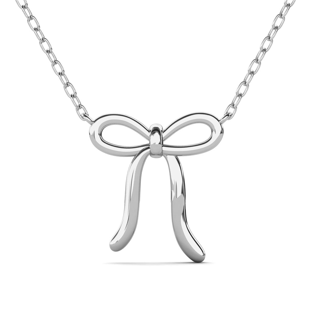 Lola 18k White Gold Plated Ribbon/Bow Pendant Necklace