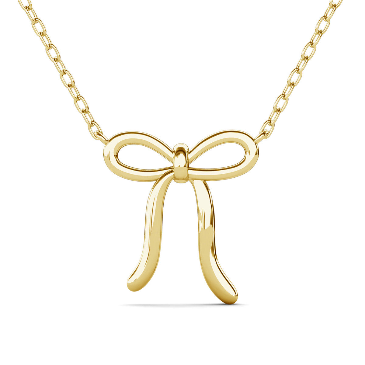 Lola 18k White Gold Plated Ribbon/Bow Pendant Necklace