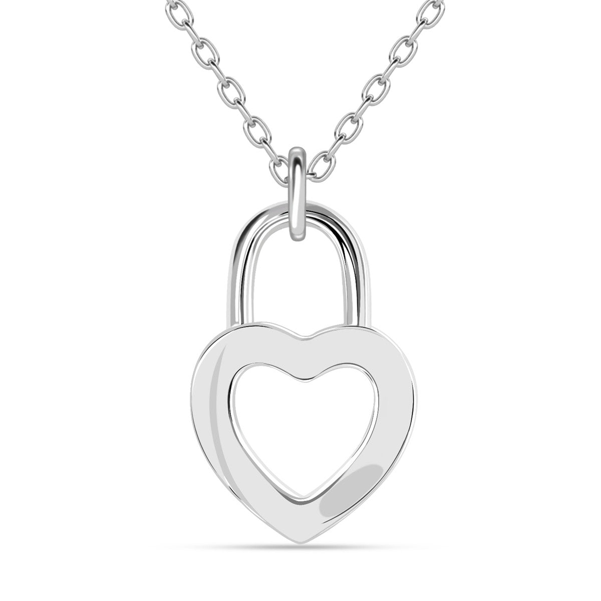Janelle 18k White Gold Plated Heart Padlock Pendant Necklace with Swarovski Crystals