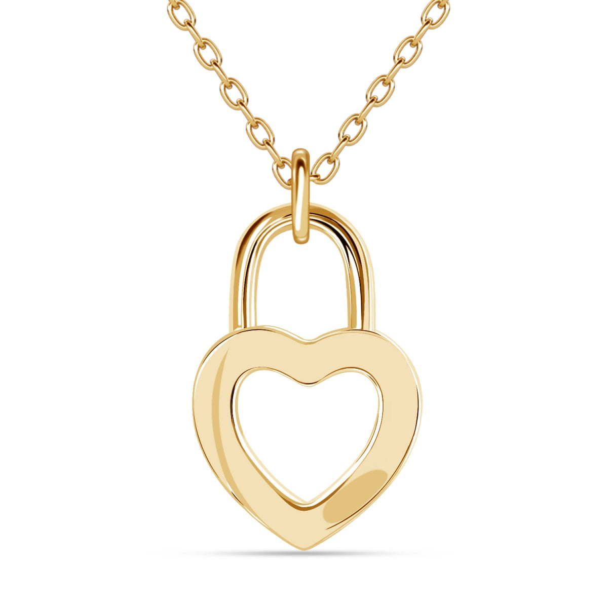 Janelle 18k White Gold Plated Heart Padlock Pendant Necklace with Swarovski Crystals