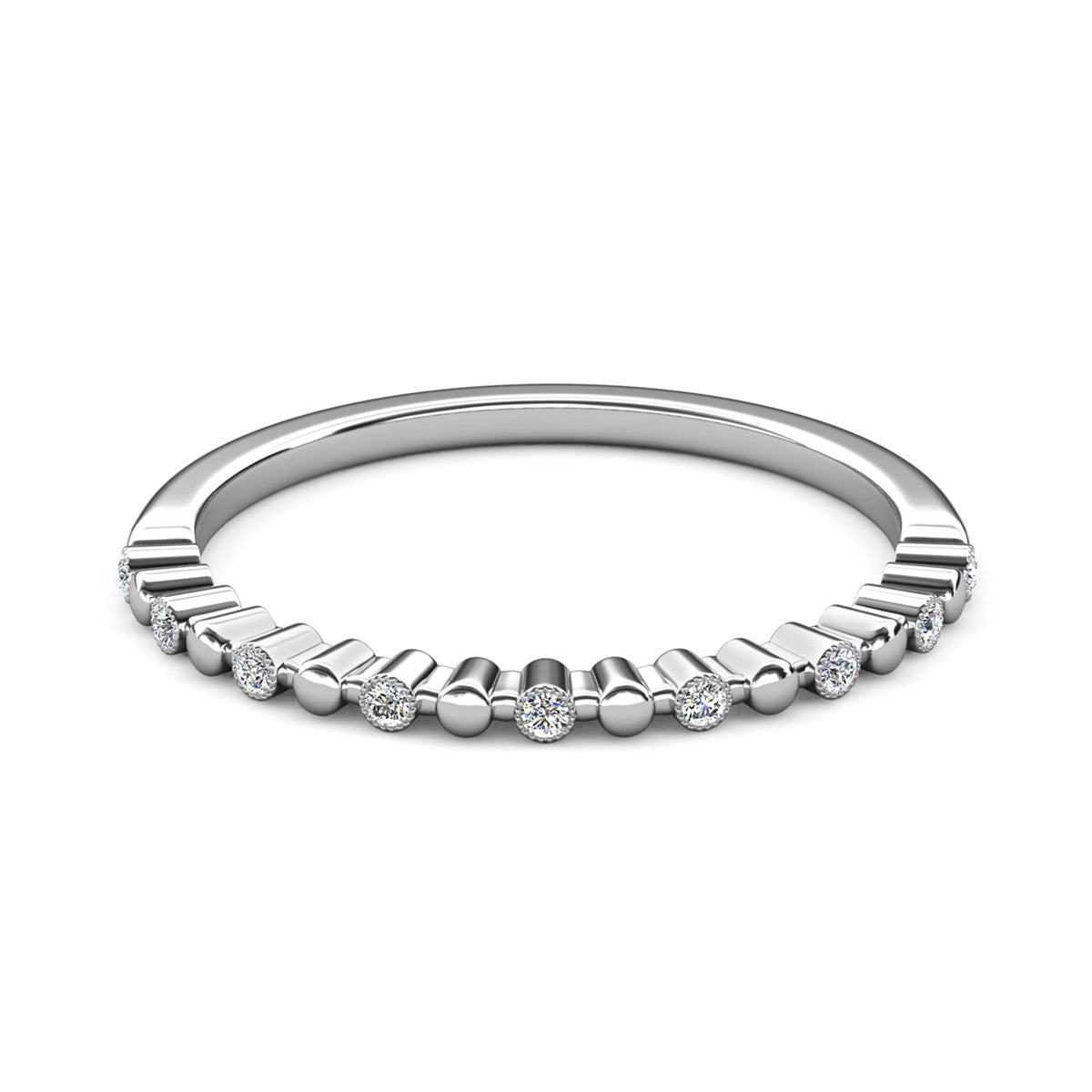Illiana 18K White Gold Plated Ring with Round Cut Swarovski Crystals